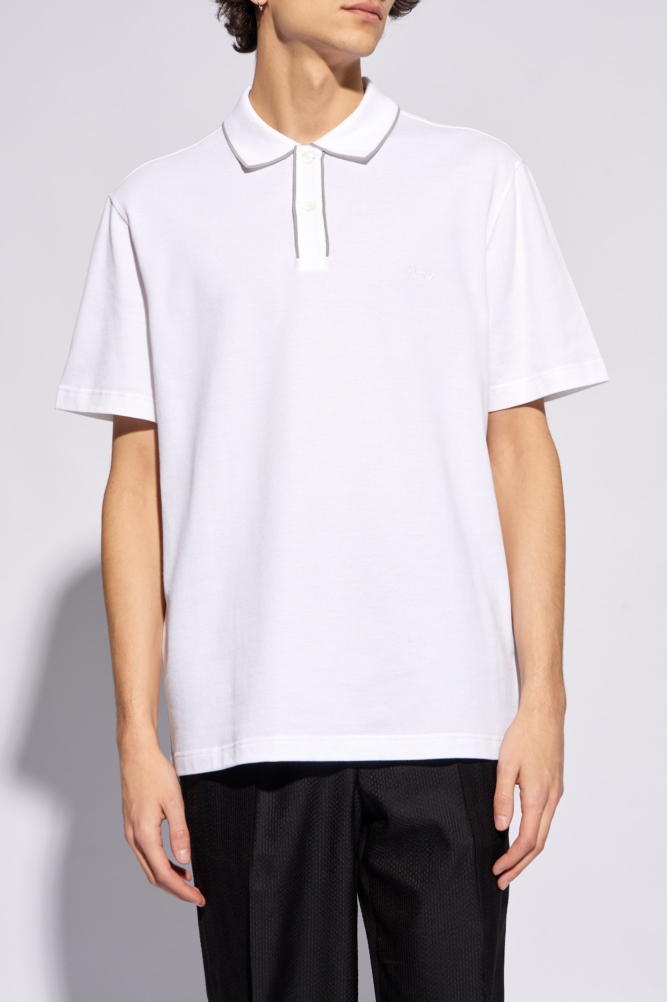Tシャツ・カットソー Brioni SS25 Knitted polo shirt (UMKC0LPBK02 4000) Brioni Cotton polo shirt with logo | Men's Clothing | men